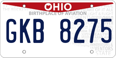 OH license plate GKB8275
