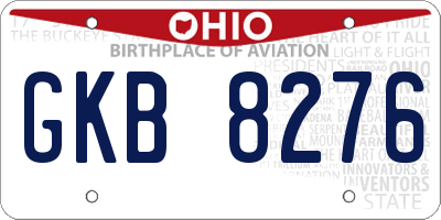 OH license plate GKB8276
