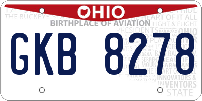 OH license plate GKB8278