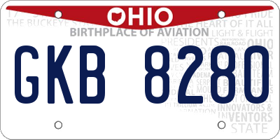 OH license plate GKB8280