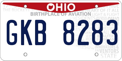 OH license plate GKB8283
