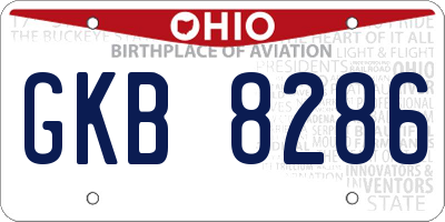 OH license plate GKB8286