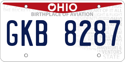 OH license plate GKB8287