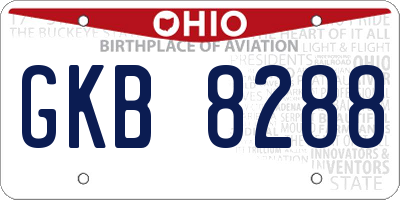 OH license plate GKB8288