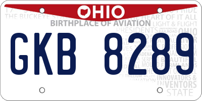 OH license plate GKB8289