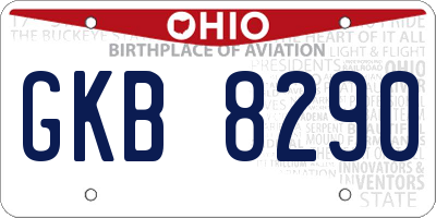 OH license plate GKB8290