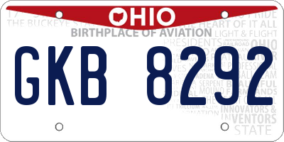 OH license plate GKB8292