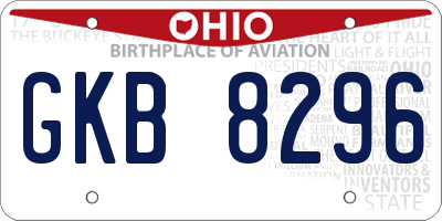 OH license plate GKB8296