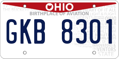OH license plate GKB8301