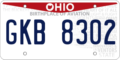 OH license plate GKB8302