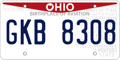 OH license plate GKB8308