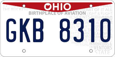 OH license plate GKB8310