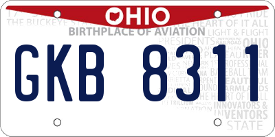 OH license plate GKB8311