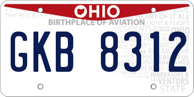 OH license plate GKB8312