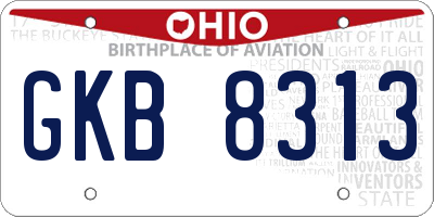 OH license plate GKB8313