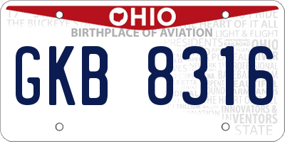OH license plate GKB8316