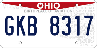 OH license plate GKB8317