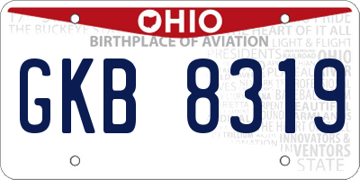 OH license plate GKB8319