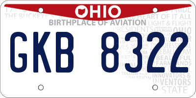 OH license plate GKB8322