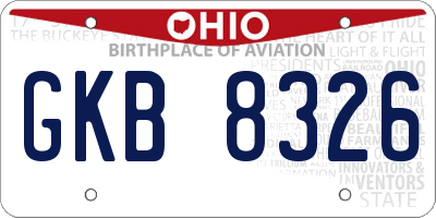 OH license plate GKB8326