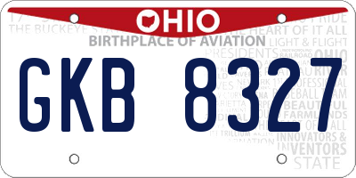 OH license plate GKB8327