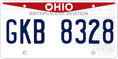 OH license plate GKB8328