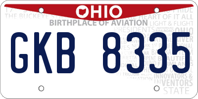 OH license plate GKB8335