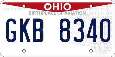 OH license plate GKB8340