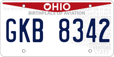 OH license plate GKB8342