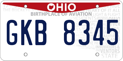OH license plate GKB8345