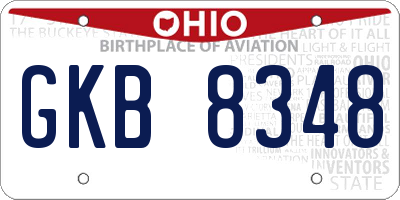 OH license plate GKB8348