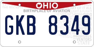OH license plate GKB8349