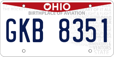 OH license plate GKB8351