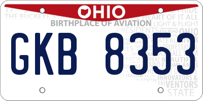OH license plate GKB8353