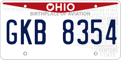 OH license plate GKB8354