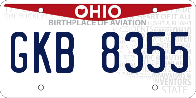 OH license plate GKB8355