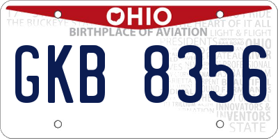OH license plate GKB8356