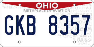 OH license plate GKB8357