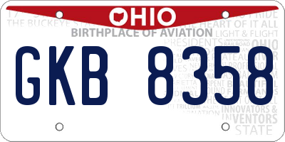 OH license plate GKB8358