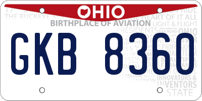 OH license plate GKB8360