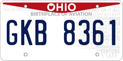 OH license plate GKB8361