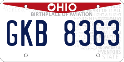 OH license plate GKB8363