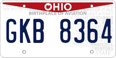 OH license plate GKB8364