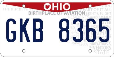 OH license plate GKB8365
