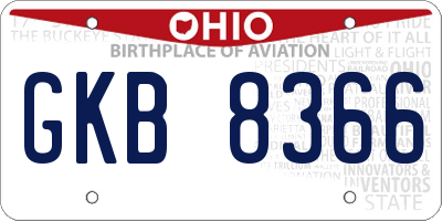 OH license plate GKB8366