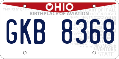 OH license plate GKB8368