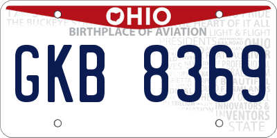 OH license plate GKB8369