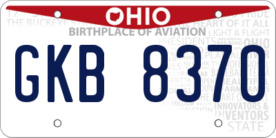 OH license plate GKB8370