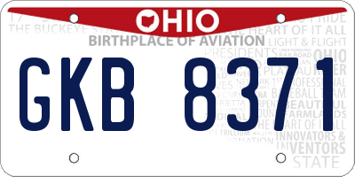 OH license plate GKB8371