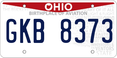 OH license plate GKB8373